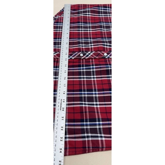Rock & Roll Cowboy Up Western Themed Album Pearl Snap Rodeo Red Plaid Shirt XL - Picture 13 of 15